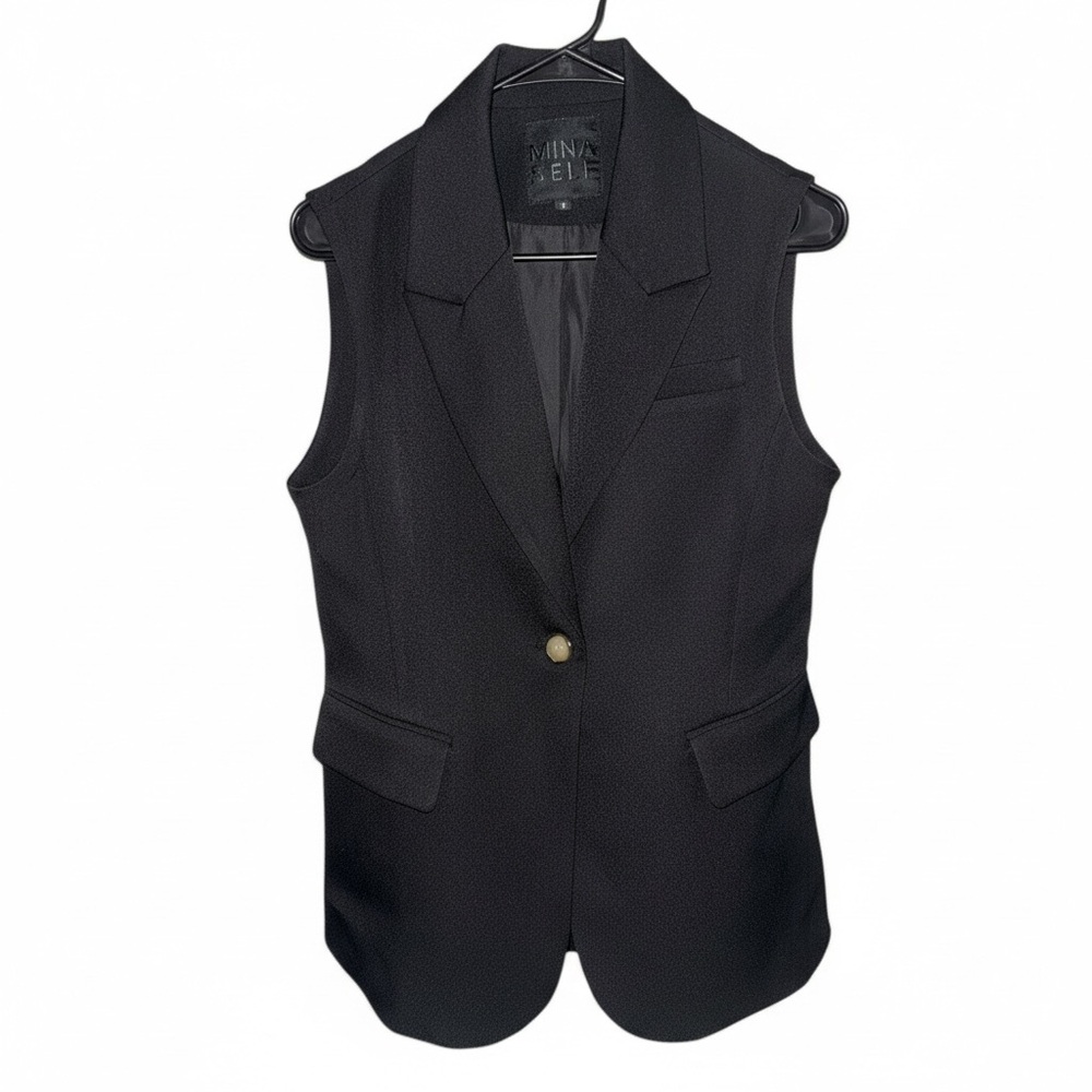 Mina Self New  Black Sleeveless Blazer Vest